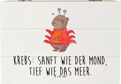 Produktbild von Mr. & Mrs. Panda Geschenkbox Krebs Astrologie 22 x 15 cm - Weiß - Geschenk, Aufbewahrungstruhe, Aufbewahrungsbox Holz, Box, aufbewahrungskiste mit deckel, Sternzeichen