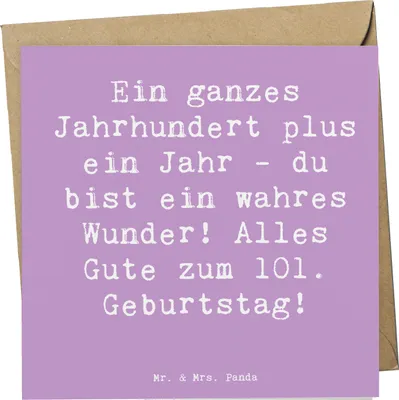 Produktbild von Mr. & Mrs. Panda Grußkarte Spruch 101 Geburtstag - Lavendeltraum - Geschenk, Klappkarte, Geburtstagswünsche, Geburtstagsgeschenk, faltkarte, Jubiläum, anlasskarte