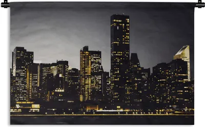 Produktbild von MuchoWow® Wandteppich Wandbehang New York - Beleuchtung - Lampe 60x40 cm Tapisserie Dekoration Wandtuch - Wanddekorationen