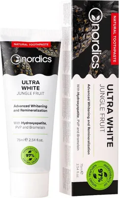 PASTA DO ZĘBÓW ULTRA WHITE JUNGLE FRUIT BEZ FLUORU 75 ml - NORDICS