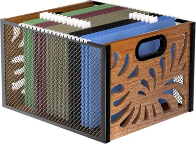 Produktbild von Hängeregistraturbox 36x32x25 cm, Holz und Metall, für Büro