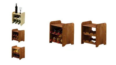Produktbild von MODO24 Weinregal aus Holz, Flaschenregal, Massivholz Kiefer, 6 Flaschen, 35x36x25 cm, Weinständer, Stehend Weinschrank, Kellerregal, Braun, RW31