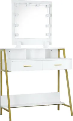 Immagine prodotto di Toeletta bianca con illuminazione e specchio 90x40x135 cm