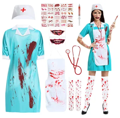 Productafbeelding van Zombie-kostuum voor dames, bloedige verpleegster, maat L, geschikt voor Halloween