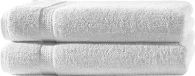 Produktbild von 2 Badetücher weiß 100x150 cm Set Baumwolle Frottee Badetuch groß XXL weich