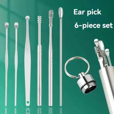 Produktbild von Ohrreiniger Set Edelstahl Ohrlöffel Reinigung Spiral Ohrenschmalz Entferner