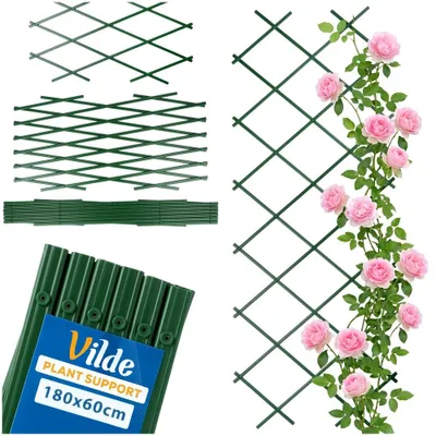 Produktbild von Vilde | Rankgitter Ausziehbar 180 x 60 cm - Wetterfest - Scherengitter Grün - für Rankpflanzen und Rosen
