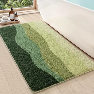 Immagine prodotto di Tappetino da bagno, 60x110 cm, verde, antiscivolo, assorbente, per il bagno