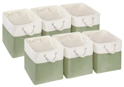 Produktbild von Stoffaufbewahrungsboxen, 33x33x33 cm, für Schrank, Regal und Kleiderschrank, waschbar (grün/weiß)