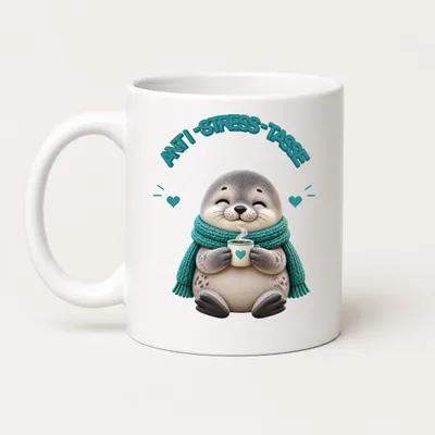 Produktbild von Anti-Stress-Tasse Seehund 325 ml Keramik Kaffeebecher Geschenk