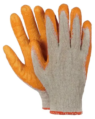 Produktbild von 50 Paar Arbeitshandschuhe Montagehandschuhe Baumwolle Latex Größe L-9 orange
