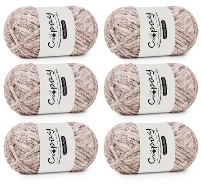 Obrázek produktu pro Chenilleová příze na háčkování a pletení, 6 x 100 g, růžová a černá, polyester