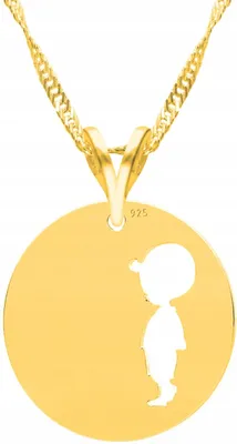 Produktbild von Goldene Familienkette mit Jungenplakette, Jungenfamilie, Silber 925