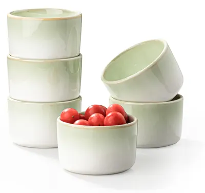 Soufflé Förmchen, 6er Set, 180 ml, Porzellan, grün