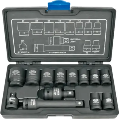 Obrázok produktu pre Sada nástrčných kľúčov 1/2" pre rázový uťahovák, 13-dielna, Cr-Mo