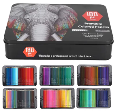 180-teiliges Skizzenstift-Set, farbige Kunststifte, Zeichenset