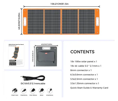 Produktbild von Solarpanel, tragbares Design, vielseitige Ausgabemöglichkeiten, 18V 100W