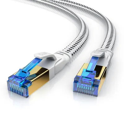 Immagine prodotto di Cavo patch a nastro Primewire CAT 8 con guaina di cotone - Cavo LAN Gigabit Ethernet - 40 Gbit/s - schermatura S/FTP PIMF - cavo di rete - 15 m