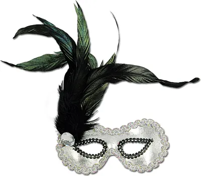 Produktbild von K52780414 silber Damen Augen Maske mit Schmuckstein und Feder