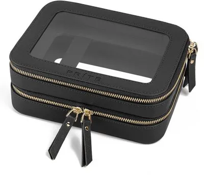 Image de Trousse de maquillage étanche noire double pour le voyage