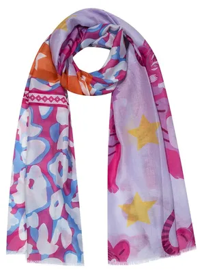 Produktbild von Faera Leichter Strickschal Fransen Damen Accessoires Tigermotiv Größe One Size