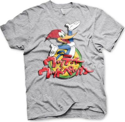 Produktbild von Woody Woodpecker Washed Japanese Logo T-Shirt - X-Large - Heather-Grey