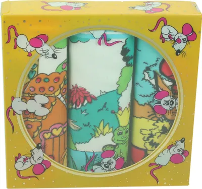 Produktbild von Betz 3 Stück Kindertaschentücher in der Geschenkbox  ca. 25x25 cm 100% Baumwolle Märchen Motive  Design 4 Farbe: gelb