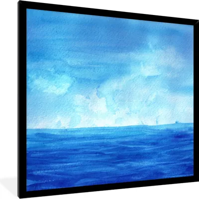 Produktbild von MuchoWow® MuchoWow® Gerahmtes Poster Aquarell - Meer - Himmel 40x40 cm - Poster mit zchwarzem Bilderrahmen - Mit Rahmen - Wanddekoration Schlafzimmer