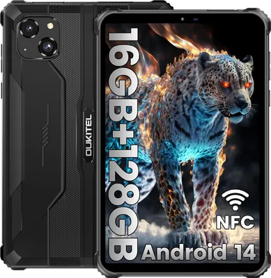 OUKITEL RT3 PRO Outdoor Tablet Android 14, 16GB + 128GB (1TB erweiterbar), 5150mAh robuster PC, 8.0 Zoll HD, 16MP 8MP Kamera Tablet, IP68 Wasserdicht