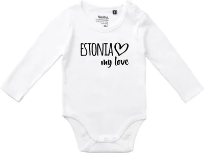 Produktbild von Huuraa Baby Body Estonia my love 62 White  Baumwolle Fairtrade Langarmbody Geschenkidee