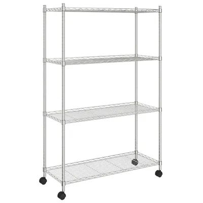 Immagine prodotto di vidaXL Scaffale con 4 ripiani e ruote 90x35x142 cm Cromo 200 kg