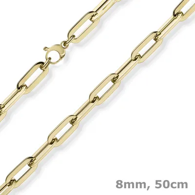 8mm-Paper-Clip-Kette-750-Gelbgold-50cm