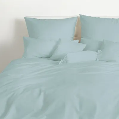 Produktbild von Traumschlaf Uni Mako-Satin Kissenbezüge 40x80 cm perlblau