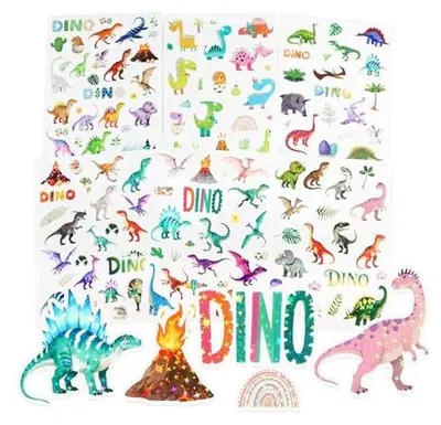 Zdjęcie produktu dla Naklejki dinozaury dla dzieci zestaw do scrapbookingu 6 szt