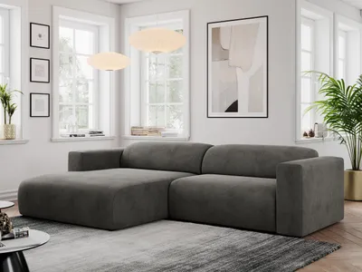Produktbild von MKS MEBLE Ecksofa, Sofa L-Form, Wohnlandschaft L-Form, Modern Design Couch, Sofagarnitur, Couchgarnitur, Polsterecke - PASADENA -Dunkelgrau Velvet - links seite