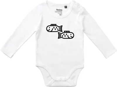 Produktbild von Huuraa Baby Body Fische Sternzeichen Symbol 74 White  Baumwolle Fairtrade Langarmbody Geschenkidee