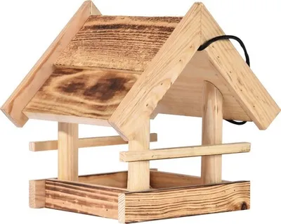 Produktbild von Vogelhaus dobar Vogelfutterhaus zum Hängen 22x20x22cm, mit Brandmaserung Holz