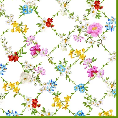 Produktbild von 20er Pack Servietten GARDEN DREAMS weiß mit bunten Blumen 33x33cm Easy Life