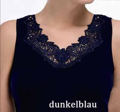 Produktbild von Toker Collection® Achselhemd »Damen Unterhemd mit extra breiter Spitze«Gr. 52/54, Marine