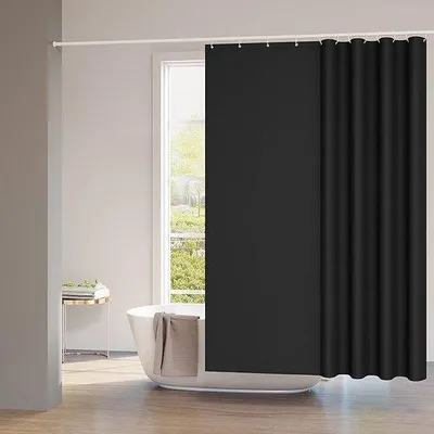 Produktbild von Antibakterielle Duschevorhang 180 x 200 cm, wasbar, wasserbeständig, schwarzer Polyester, für Badewanne und Dusche