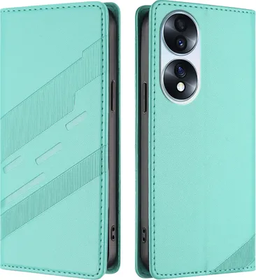Produktbild von Hülle für Honor 70, Kunstleder Brieftaschen Handyhülle mit Kartenfach und Standfunktion Türkis