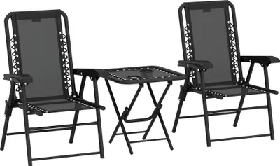 Produktbild von 3-teiliges Bistro-Set aus Stahl, faltbar, wetterfest, schwarz