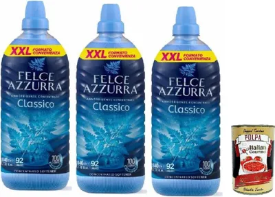 Produktbild von PAGLIERI Felce Azzurra Weichspüler Konzentrat Duftende Classico, lang anhaltender Duft 92 Wäschen Waschmittel, 3x 1840ml + Italian Gourmet polpa 400g