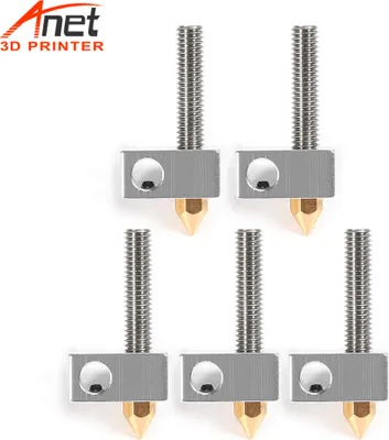Obrázok produktu pre Anet 15 dielov / balenie 0,4 mm mosadzná tryska vytláčacia hlava + vyhrievací blok hotend + 1,75 mm hrdlo trubice trubice pre Anet A8 A6 Ender 3 3D tlačiareň príslušenstvo