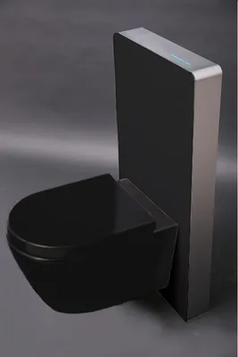 Produktbild von BERNSTEIN WC-Komplettpaket 33: Wand-Hänge-WC B-8030R Schwarz Matt mit Soft-Close Sitz & Sanitärmodul 805S Schwarz