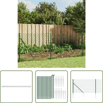 Image de The Living Store Clôture grillagée avec douilles de sol Vert 1x25 m
