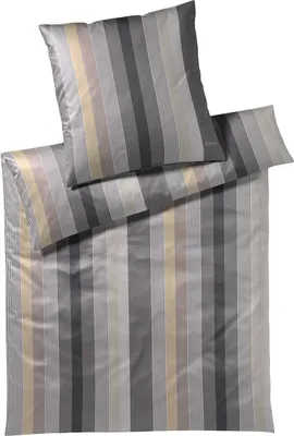 Produktbild von JOOP! Mako-Satin-Bettwäsche-Garnitur Stripes Farbe Stone Größe 155x220+80x80 cm AL