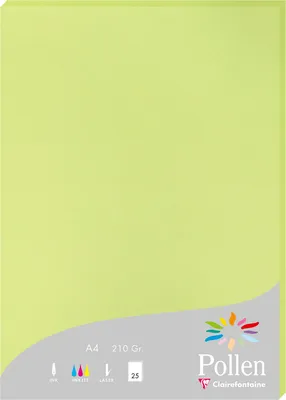 Produktbild von Clairefontaine Pollen, Laser-/Inkjet-Druck, A4 (210x297 mm), 25 Blätter, 210 g/m², Grün, Forest Stewardship Council (FSC) Mix