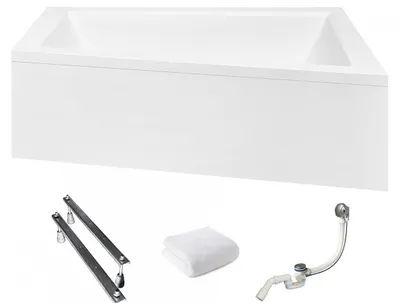 Produktbild von Aqua For You | Besco Asymmetrische Badewanne Intima - 150x85 Cm - Antibakterielle Beschichtung - Mit Verkleidung - Eckbadewanne - Rechts Seite