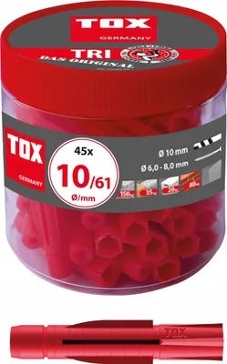 Obrázok produktu pre TOX 010260081 TOX TRI 10/61 010260081 Universaldübel Ø 10 mm x 61 mm, 45 St.